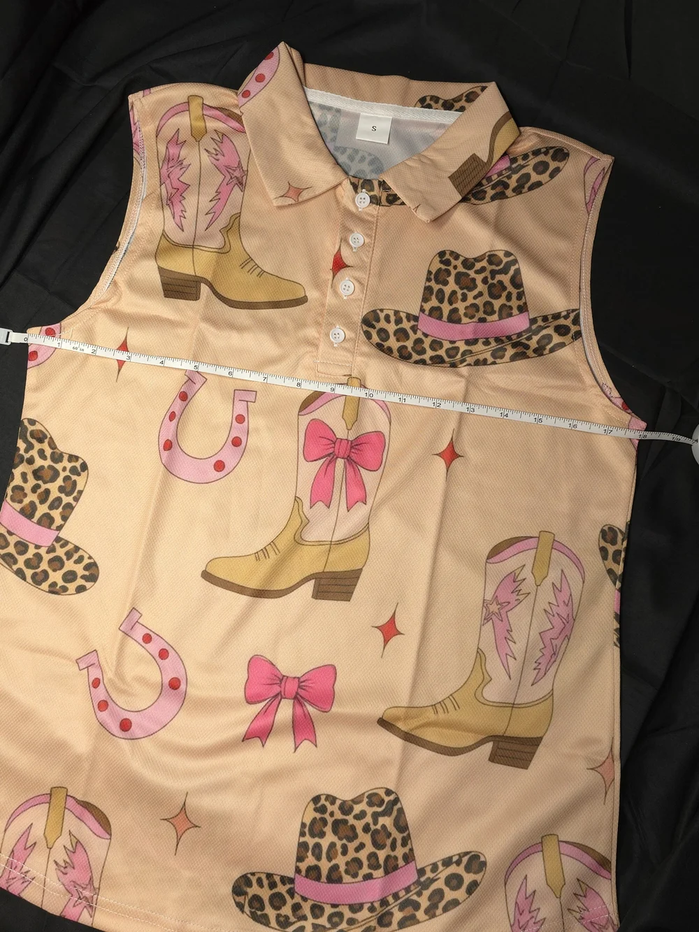 NEW! Retro Coquette Cowgirl Sleeveless Golf Tennis Pickleball Polo (SMALL)